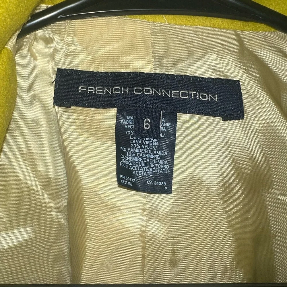 French Connection Cashmere Wool yellow jacket with scarf Size 6 - Picture 4 of 6